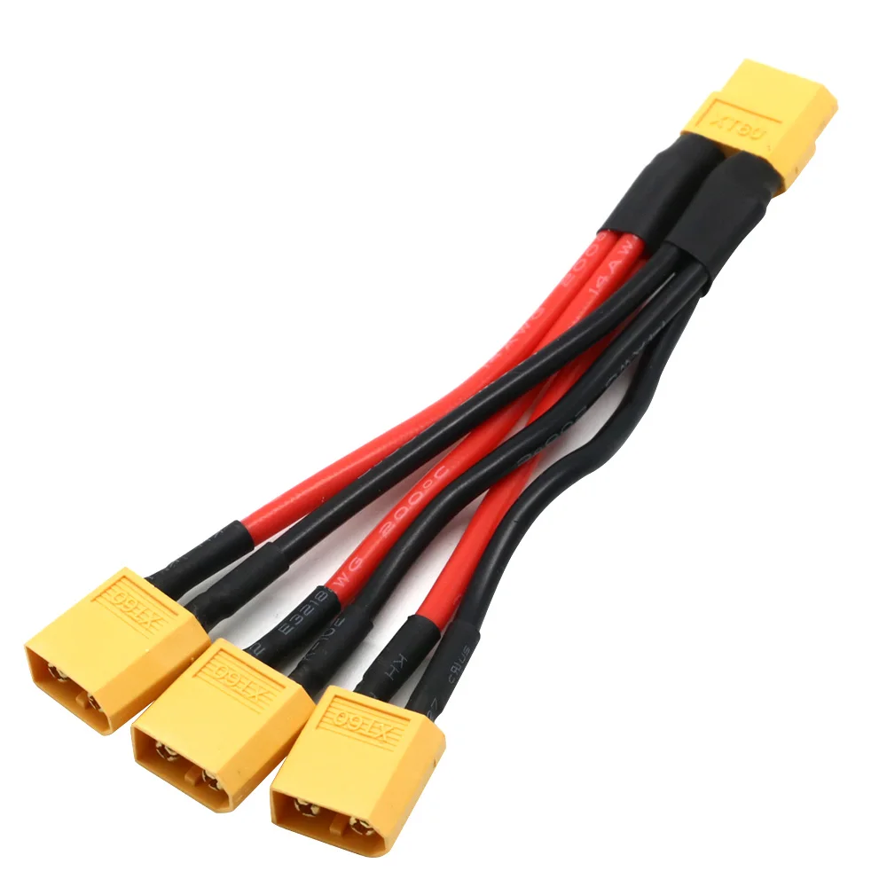 XT60 1 bis 2 1 bis 3 Parallelbatterieanschluss Stecker/Buchse Kabel Dual Extension Y Splitter Silikondraht 14AWG für RC Batterie ESC – Detail 7