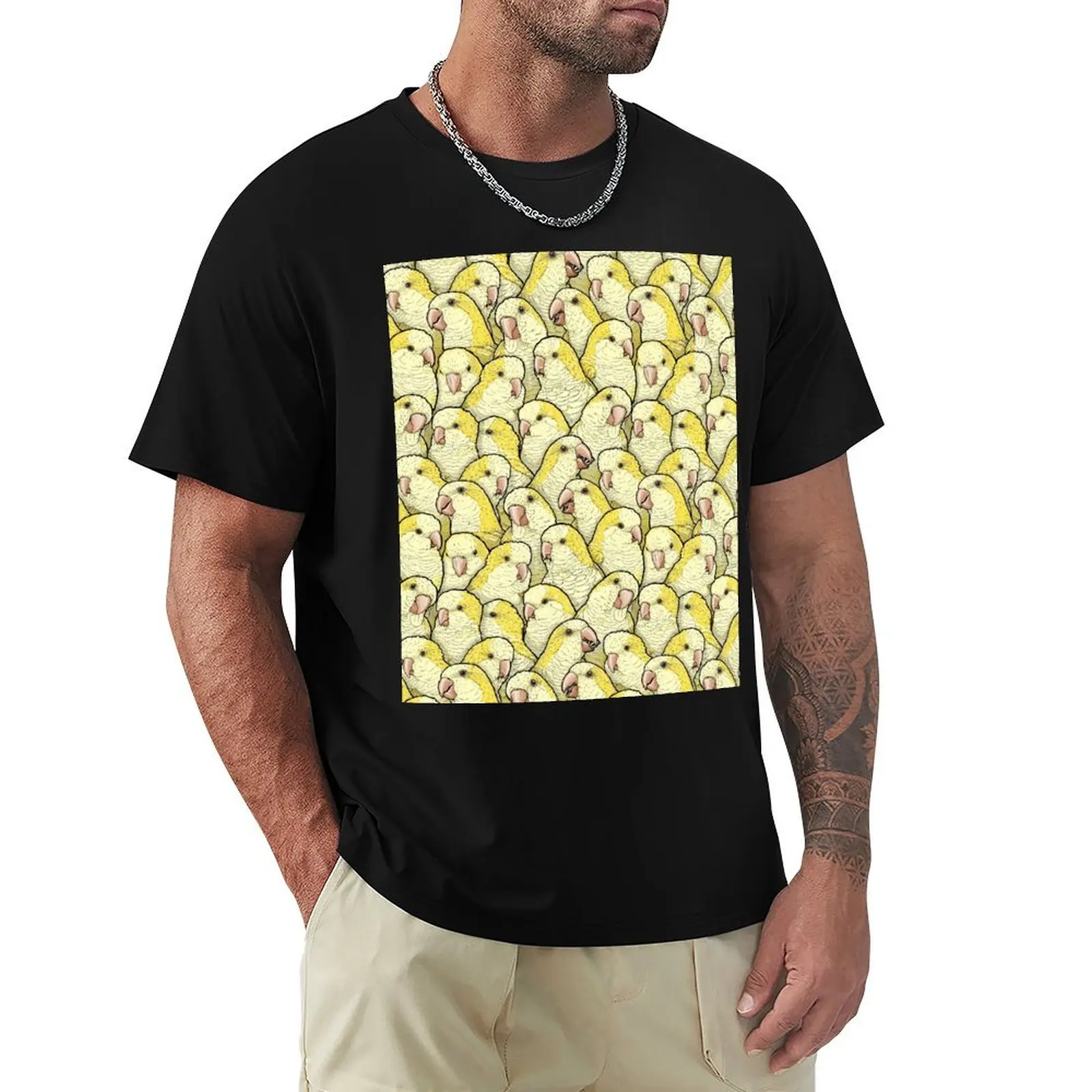 Yellow Lutino Quaker Monk Parakeets T-Shirt Comfortable Daily Wear Tee