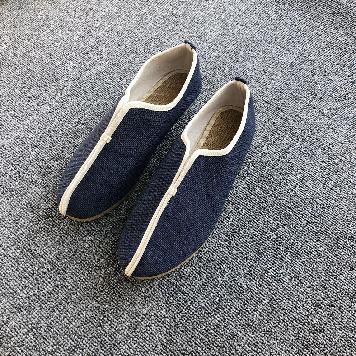 

Retro Chinese Style Linen Men's Slip-On Shoes Low Cut Zen Meditation Shoes Breathable Flat Heel Easy Wear Spring Autumn