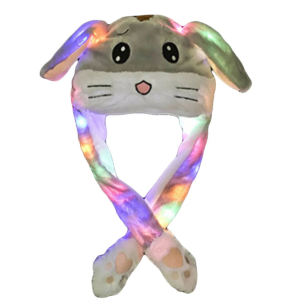 Fashion Cute Men And Women Light Rabbit Ear Hat Wrap Warm Hat Cap Hat With Ears That Move Led Cap Light Czapki