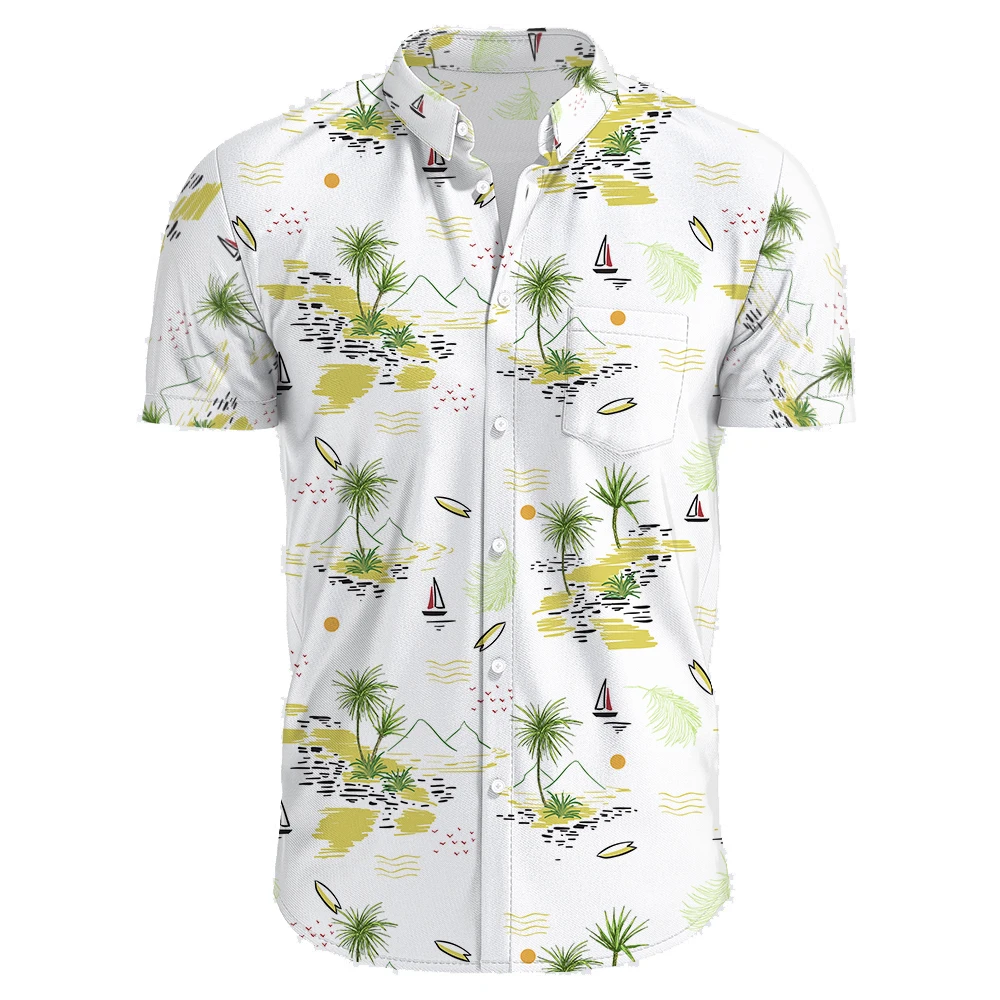 2022 Coconut Tree Shirts For Men Printed Men's Hawaiian Shirt Beach 5xl Short Sleeve Fashion Tops Tee Shirt Men Blouse Camisa