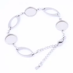 5 sztuk bransoletka z kaboszonów ze stali nierdzewnej ustawienia bazowe 12mm cameo bezel puste tace do tworzenia bransoletki diy tworzenia biżuterii