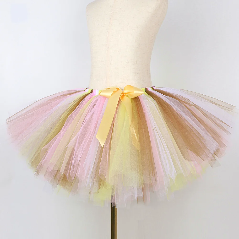 Halloween New Kids Dark Brown Deer Tulle Tutu Skirt Girls Animal Themed Puffy Skirt Children Stage Performance Mesh Bottom Dress