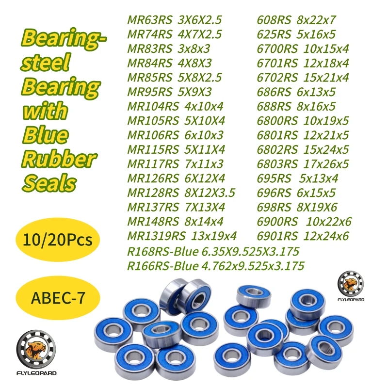 10/20(Pcs) MR85RS 5X8X2.5 ABEC-7 Miniature Blue Sealed Ball Bearings 608RS 8x22x7  6700RS 10x15x4  688RS 8x16x5 MR128RS 8X12X3.5