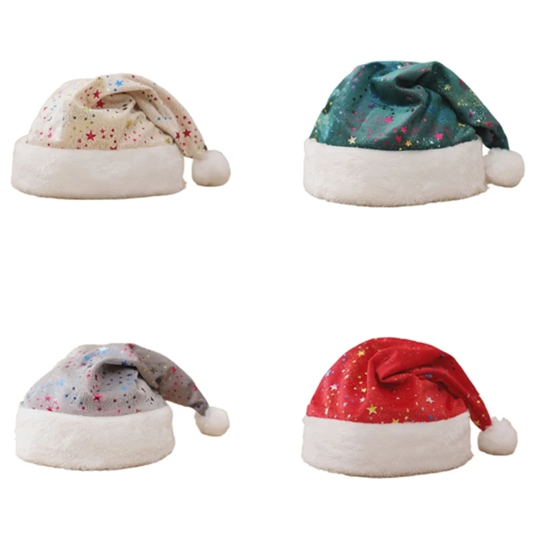 

MXMB Velvets Christmas Hat Comfortable Christmas Hats Thicken Holiday Novelty Hat
