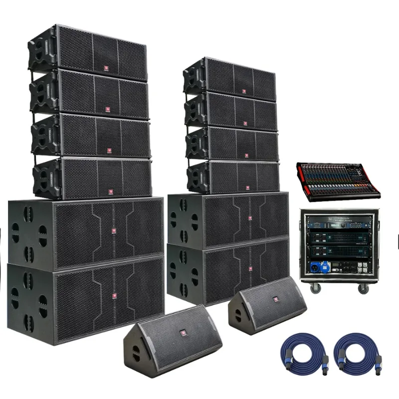 1400W RMS Dual 12 Inch Two-Way Line Array Speaker, Active Passive Optional Audio System for Indoor Outdoor Stage Shows