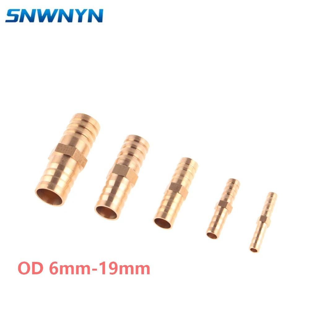 1PC Brass Barb Pipe Fitting 2 Way Straight Connector For 6mm 8mm 10mm 12mm 16mm 19mm Hose Copper Pagoda Water Tube Fittings