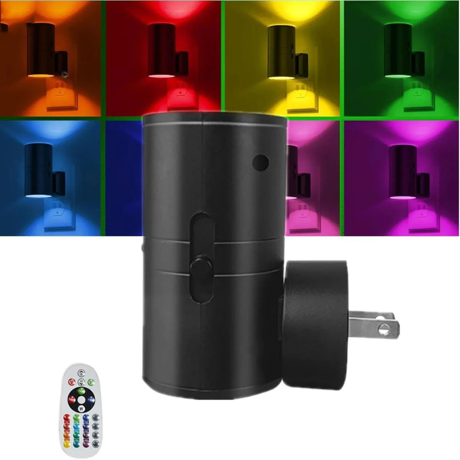 

Ночник с подключением к розетке (EU/US/UK), ночная лампа с 16 цветами LED, датчиком света и пультом дистанционного управления для декора спальни.