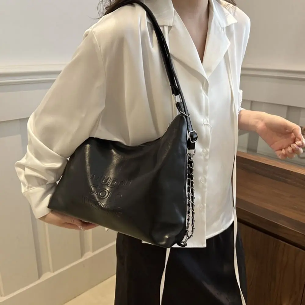 Korean Style Pu Leather Tote Bag Silver Large Capacity Casual Commuting Bag Minority Design Backpack Women's Underarm Bag Women