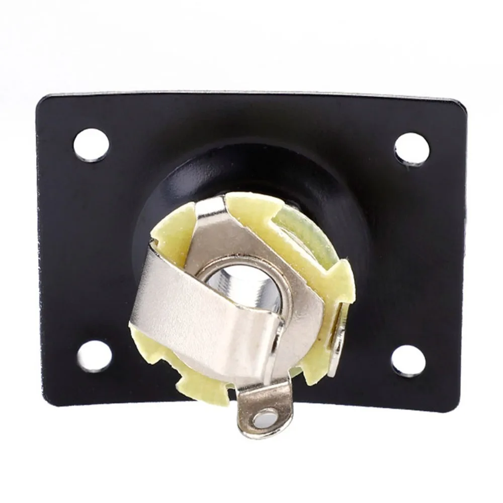 2pcs Durable Metal Output Jack Plate 1/4 Inch Silver, Black Input Jack Rectangle Guitar Parts Replacement Electric Guitar