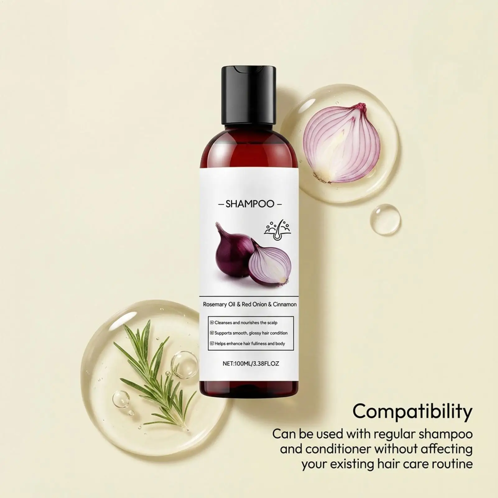 100ml Fast Hair Growth Rosemary Onion Shampoo Gentle Cleansing Nourish Scalp Refreshing Shampoo Oil Control Nourish Hair Care view 5
