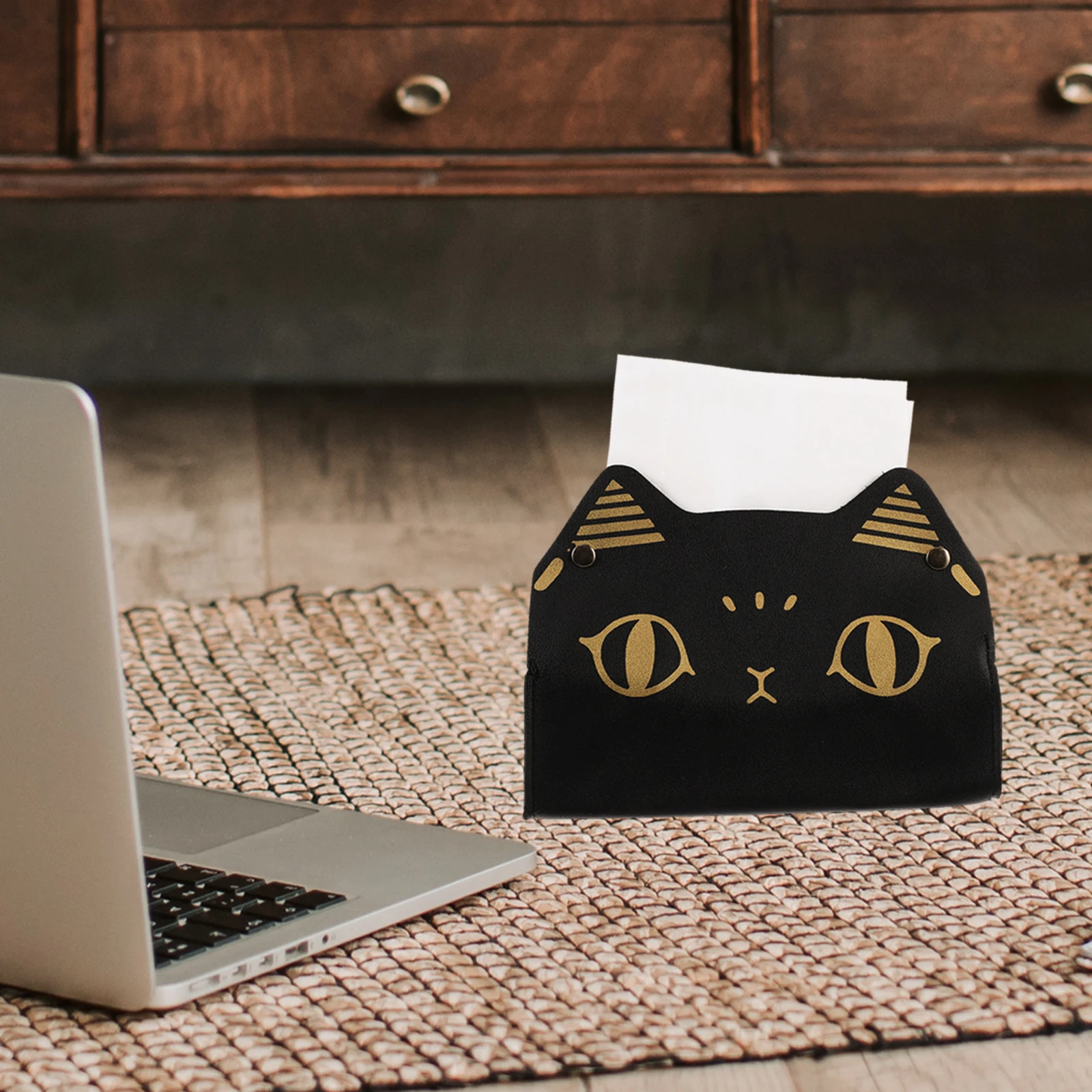 

Cat Tissue Box Holder Paper Towel Dispenser Storage Home Office Hotel Room Napkin Container Cute Cat Ear Design Large