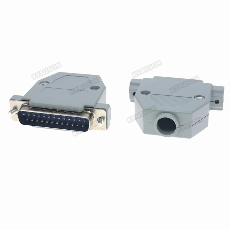 5sets DB25 RS232 Parallel Serial Port DB 25Pin 25Way 2Rows D Sub Fmale/Male Solder Connector + Plastic Assemble Shell Cove