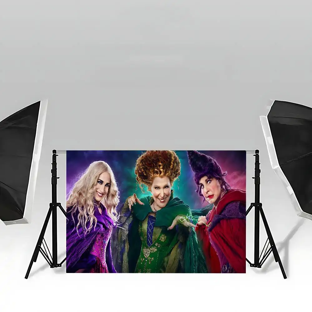 Movie H-Hocus Pocus 2 Theme Backdrop Children's Birthday Party Decorations Baby Shower Hula Girls Party Props Banner Shooting