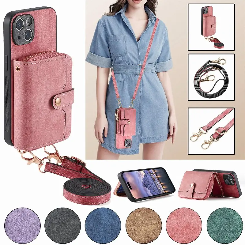 

Lanyard Phone Bag For Xiaomi 13 Pro 12T 11X Civi 2 Poco M5 M4 F3 C31 X5 X4 X3 Redmi K50 Zipper Large Capacity Storage Phone Case