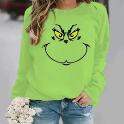 Christmas Green Haired Monster Round Neck Sweatshirt Long Sleeve Adult Sweater Tops Anime Cosplay Xmas Family Costume