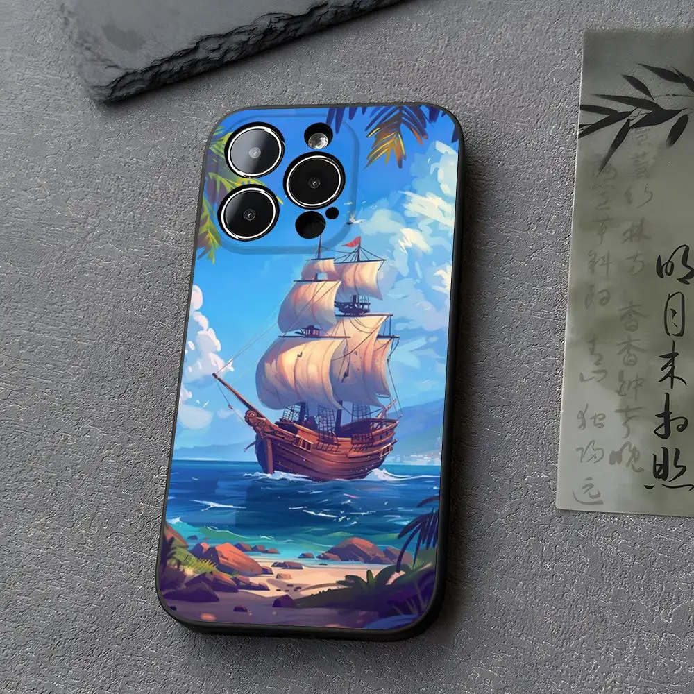 Sailing Ship Boat Phone Case for iphone 14 13 11 15ProMax 16 12 Pro Xs Max Mini Xr X 7 8 Plus Funda Covers