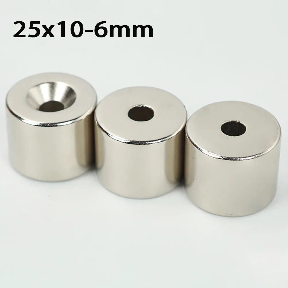 

1/5/10/20pcs Round Magnet with Hole 25x10-6mm NdFeB Neodymium Powerful Disc imanes Rare Earth Magnet for Refrigerator DIY Crafts