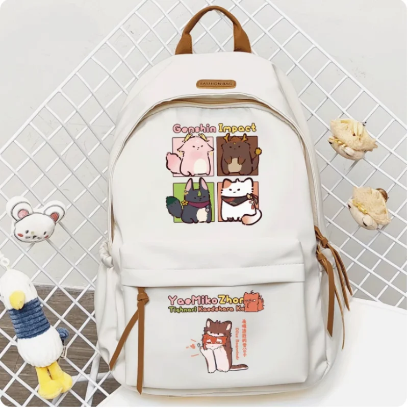 Anime Genshin Impacto Mochila, Yae Miko Zhongli, Grande Capacidade, Meninas Bagpack, Saco de Viagem, Menino, Adolescente Mochila