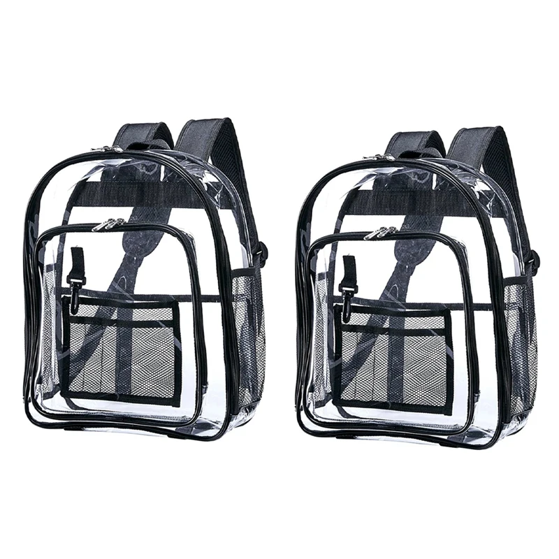 

NEW-2X Heavy Duty Clear Backpack,Security Transparent School Backpack,See Through Bookbag