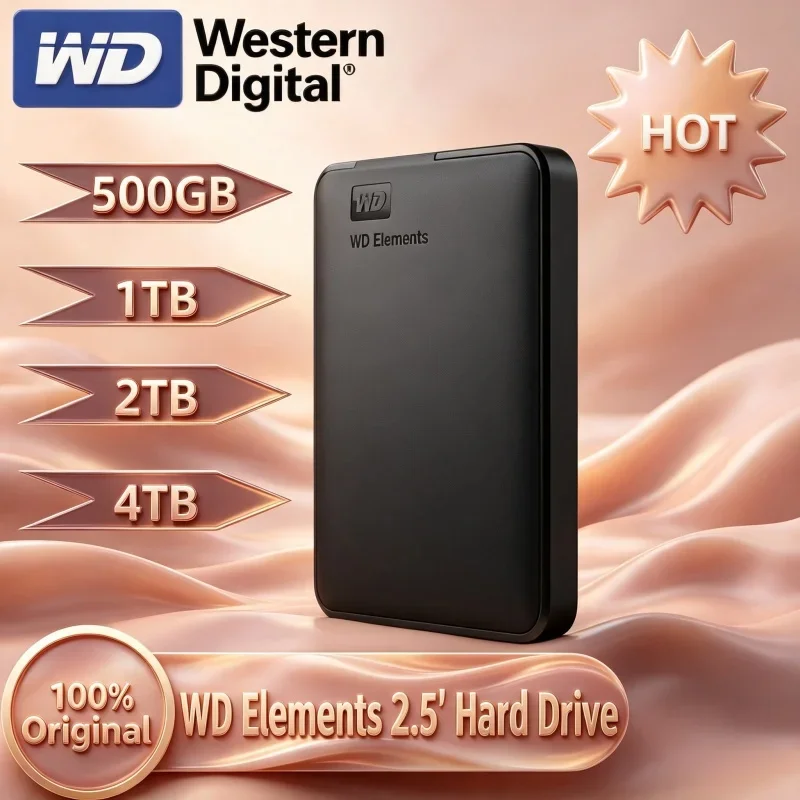 Plug Play WD Large Capacity Mobile Hard Disk 2.5 Inch USB3.0 Mechanical External HDD 1TB 2TB 4TB 5TB 6TB Data Backup Drive