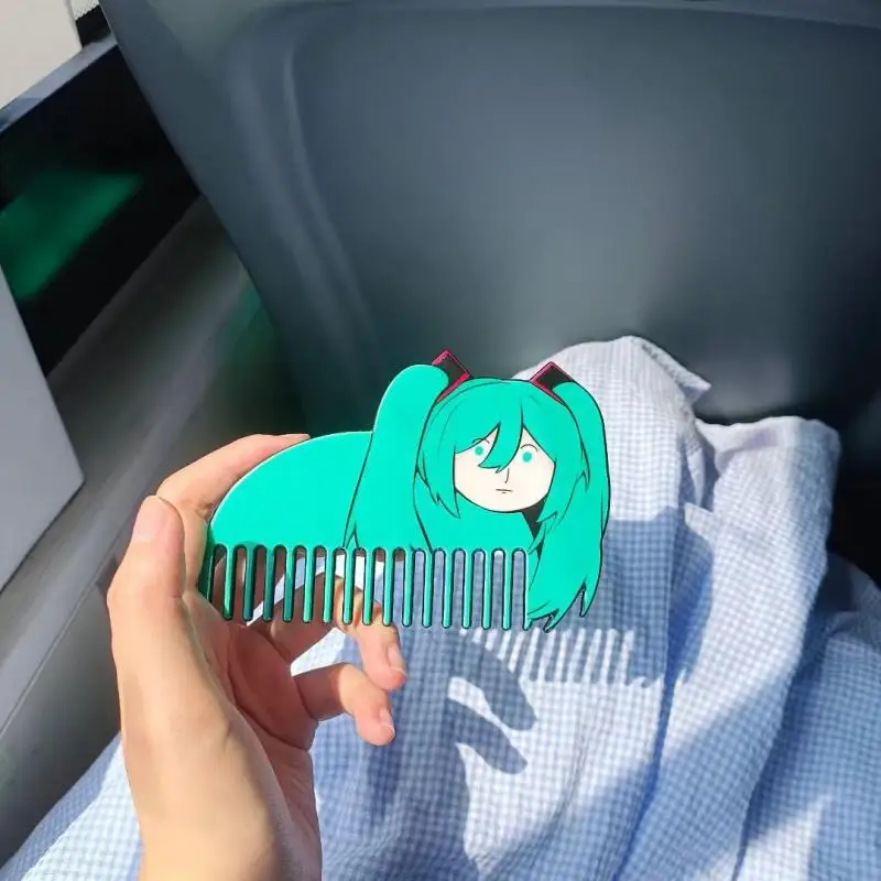 Hatsune Miku Comb Creative Anime Kawaii Funny Double-Sided Comb Cosplay Girl Cartoon Portable Pocket Comb Anime Peripheral Toys