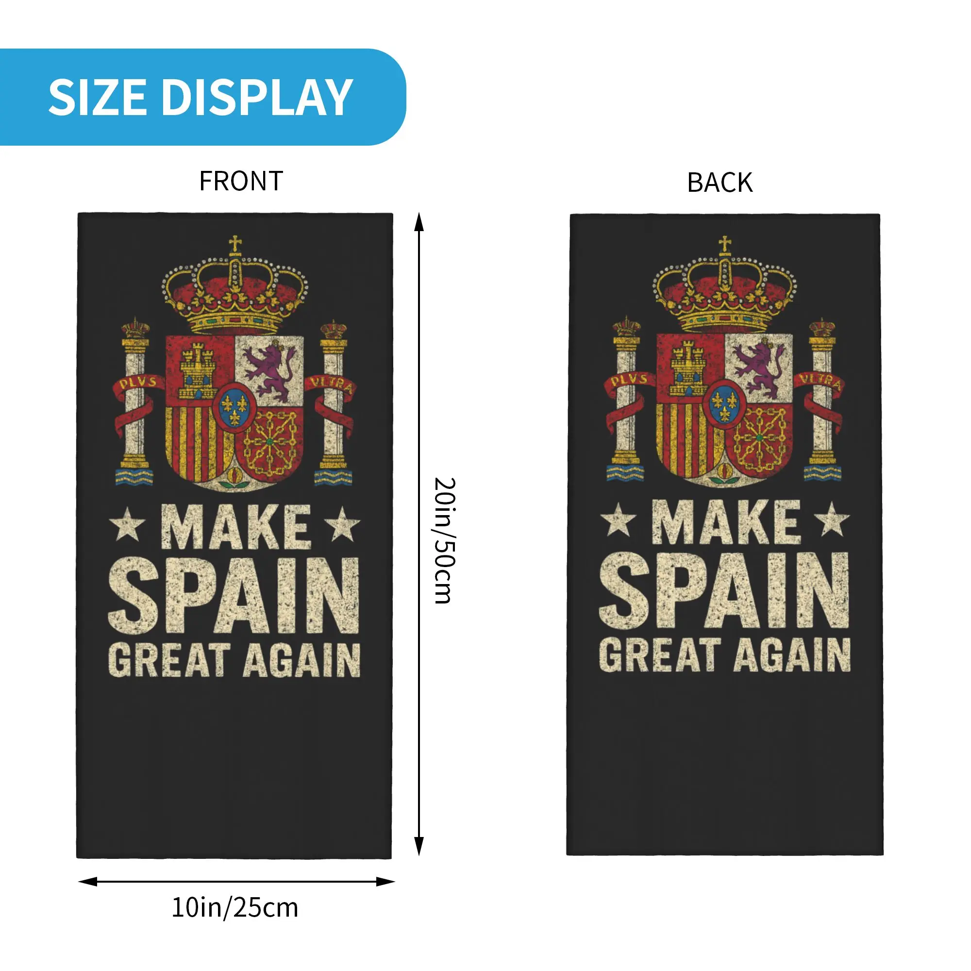 Make Spain Great Again Coat of Arms Bandana Neck Gaiter Printed Pride Balaclavas Mask Scarf Warm Headwear Outdoor Unisex Adult