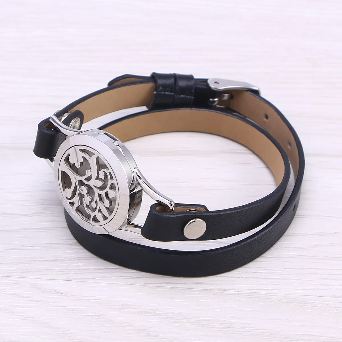 Stainless Steel Perfume Bracelet Black Bangle Stylish Women Bracelet Birthday Gift Environmental Protection
