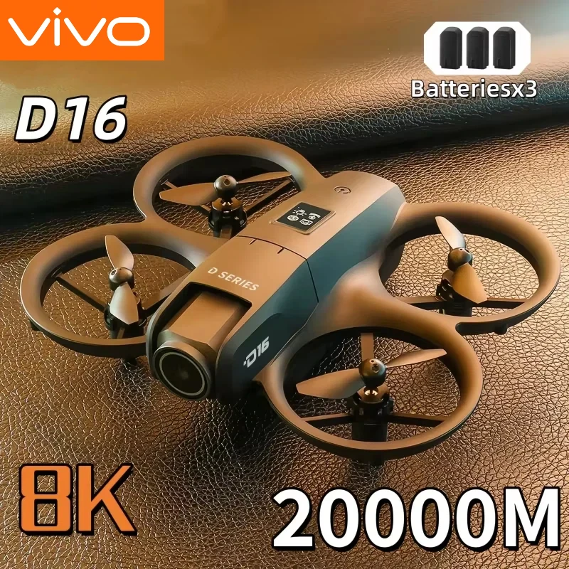 Drone VIVO D16 con Doppia Fotocamera HD 8K Professionale, 3 Batterie, Motore Brushless, Posizionamento GPS con Flusso Ottico e Sistema di Evitamento Ostacoli