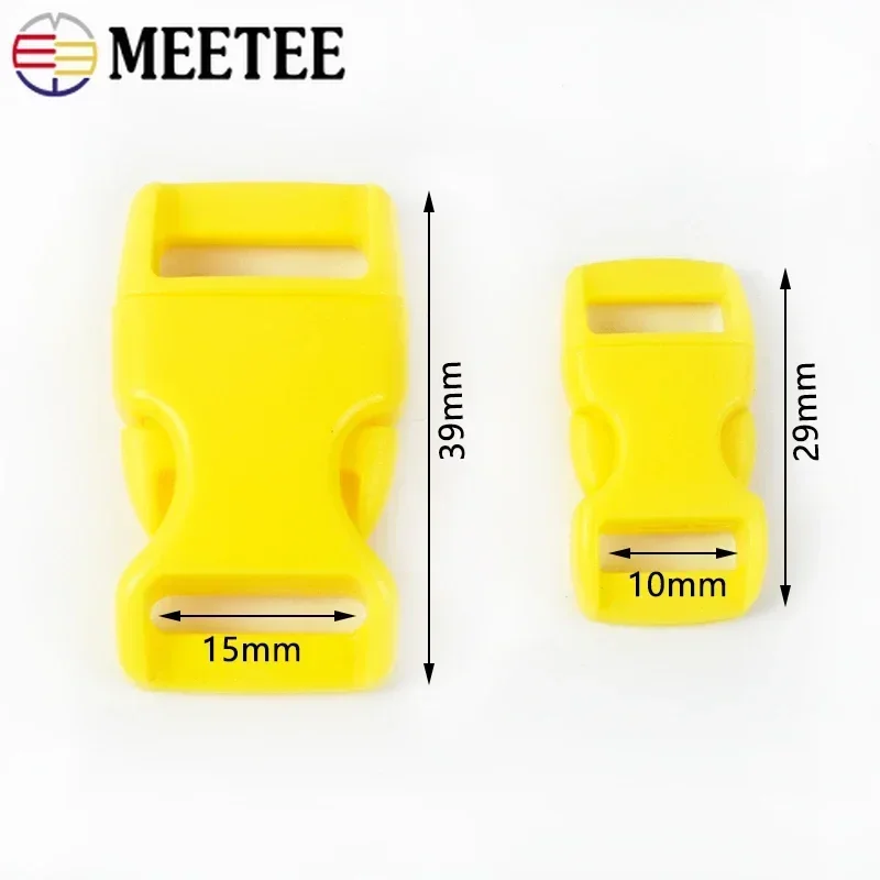 10/30Pcs Meetee 10/15mm Plastic Buckles Backpack Buckle Bag Side Release Clasp for Strap Adjust Belt Hook Pet Collar Accessories