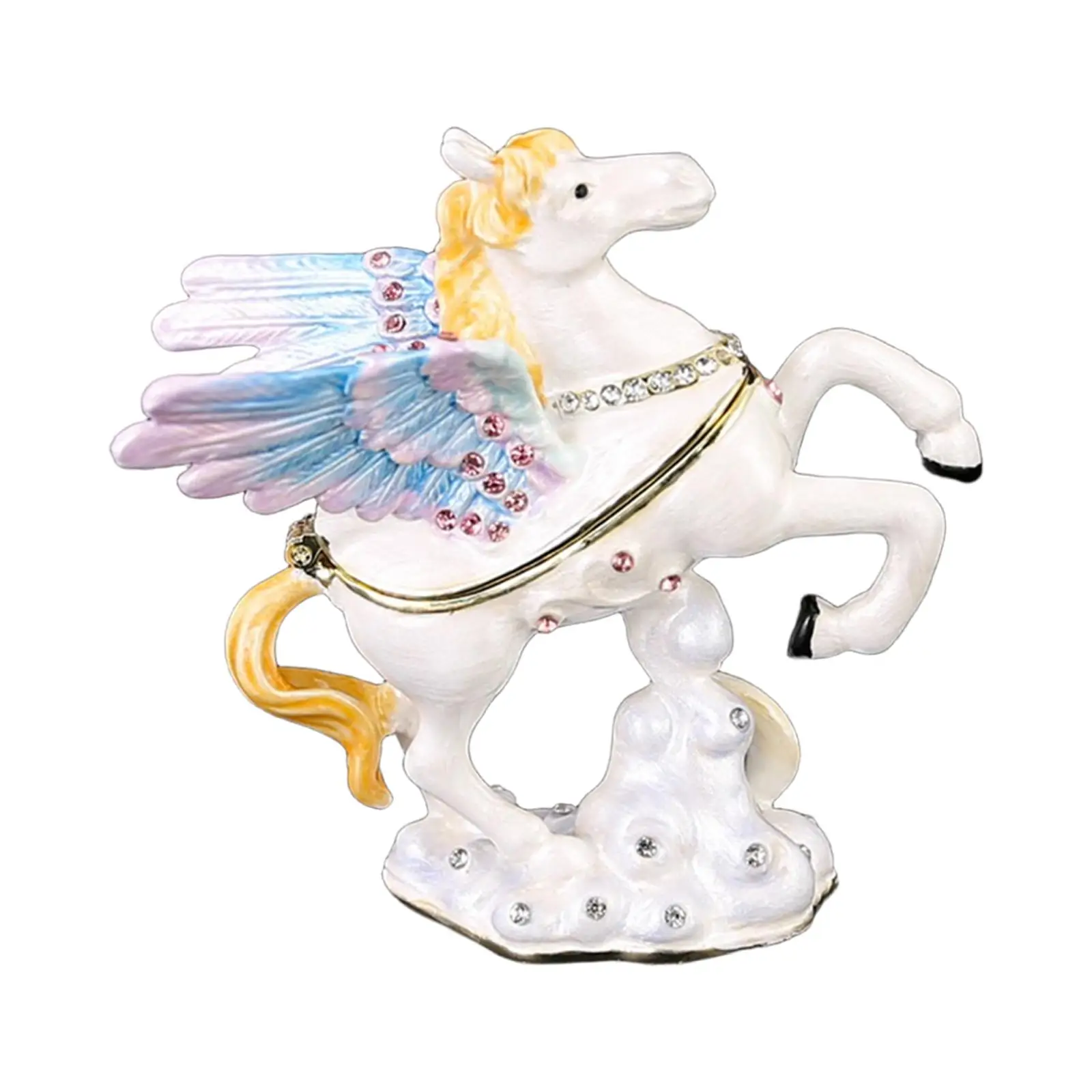 صندوق حلية متمحور صندوق مجوهرات الديكور للأساور والقلائد والأقراط والخواتم تذكارية بالمينا مع الجناح