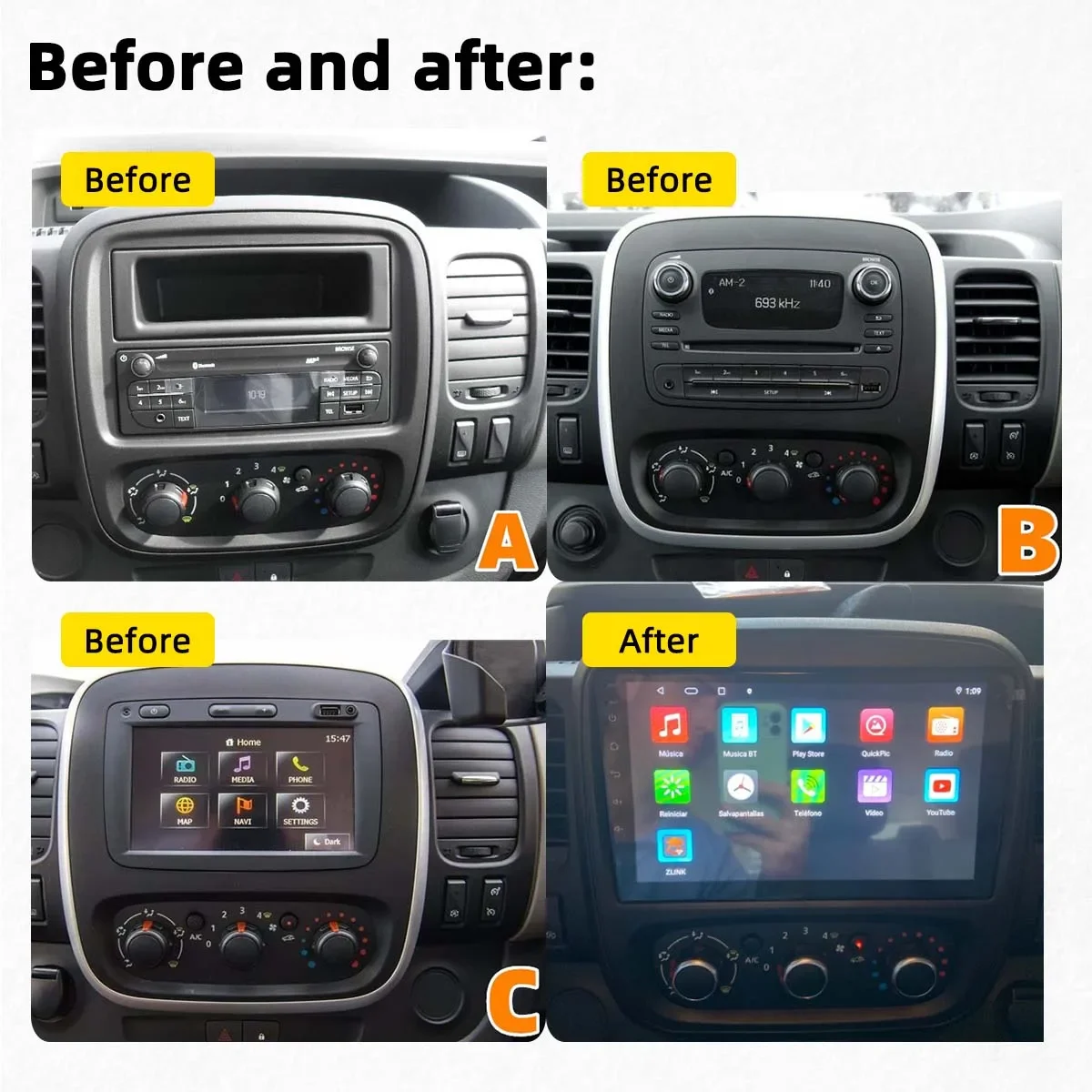 

2din Radio For Renault Trafic 3 Opel Vivaro 2014-2022 Car Android Mulitimedia Stereo Play Autoadio 4GLTE + 5G Wifi GPS Navigatio