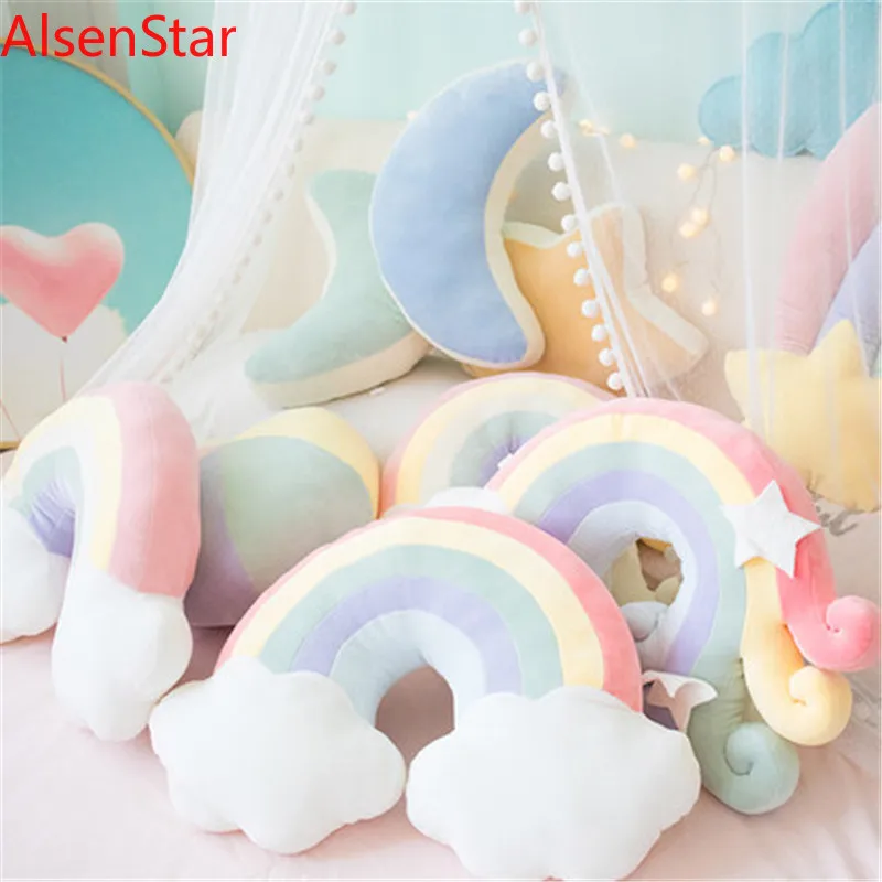 

Candy Color Pillow for Home Sofa Decor, Cushion, Headrest, Cloud, Star, Rainbow, Living Room, Girl, Bedroom Decoration, Gift