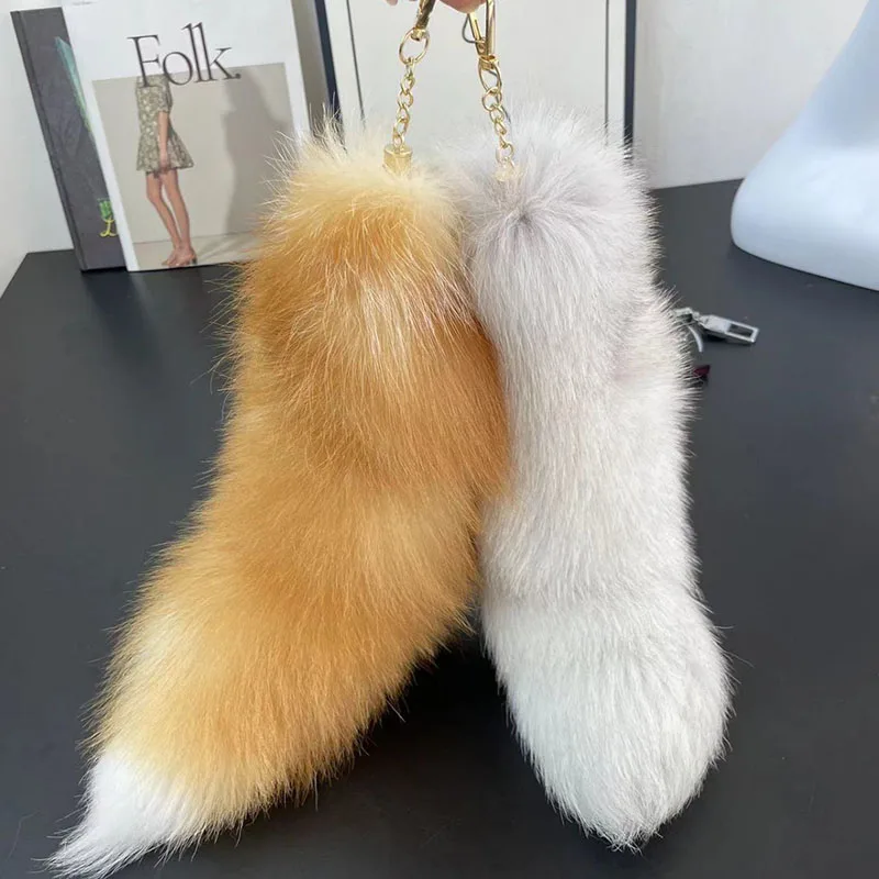 1Pcs Fun Cute Plush Big Fox Tail Pendant Bag Pendant Keychain Backpack Pendant Jewellery Girl Plush Bag Accessories Gift