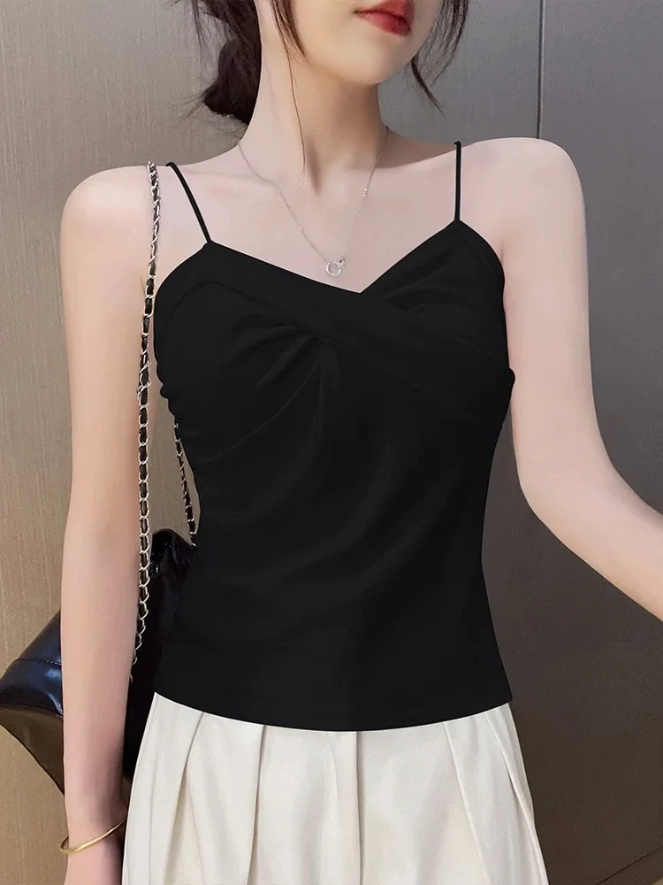 Women's 95% Cotton Strap Vest Sleeveless Top Inner Wear Simple Style All Season  Color plus Size Outerwear Base Layer