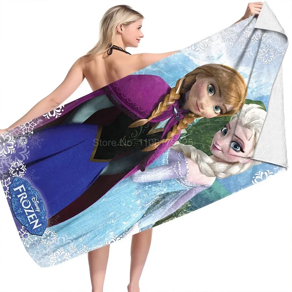 Frozen Elsa Baby Quick Dry Beach Towel Microfiber Face Washcloth Swim Surfing Cartoon Bath Towels 70x140cm Kids Gifts