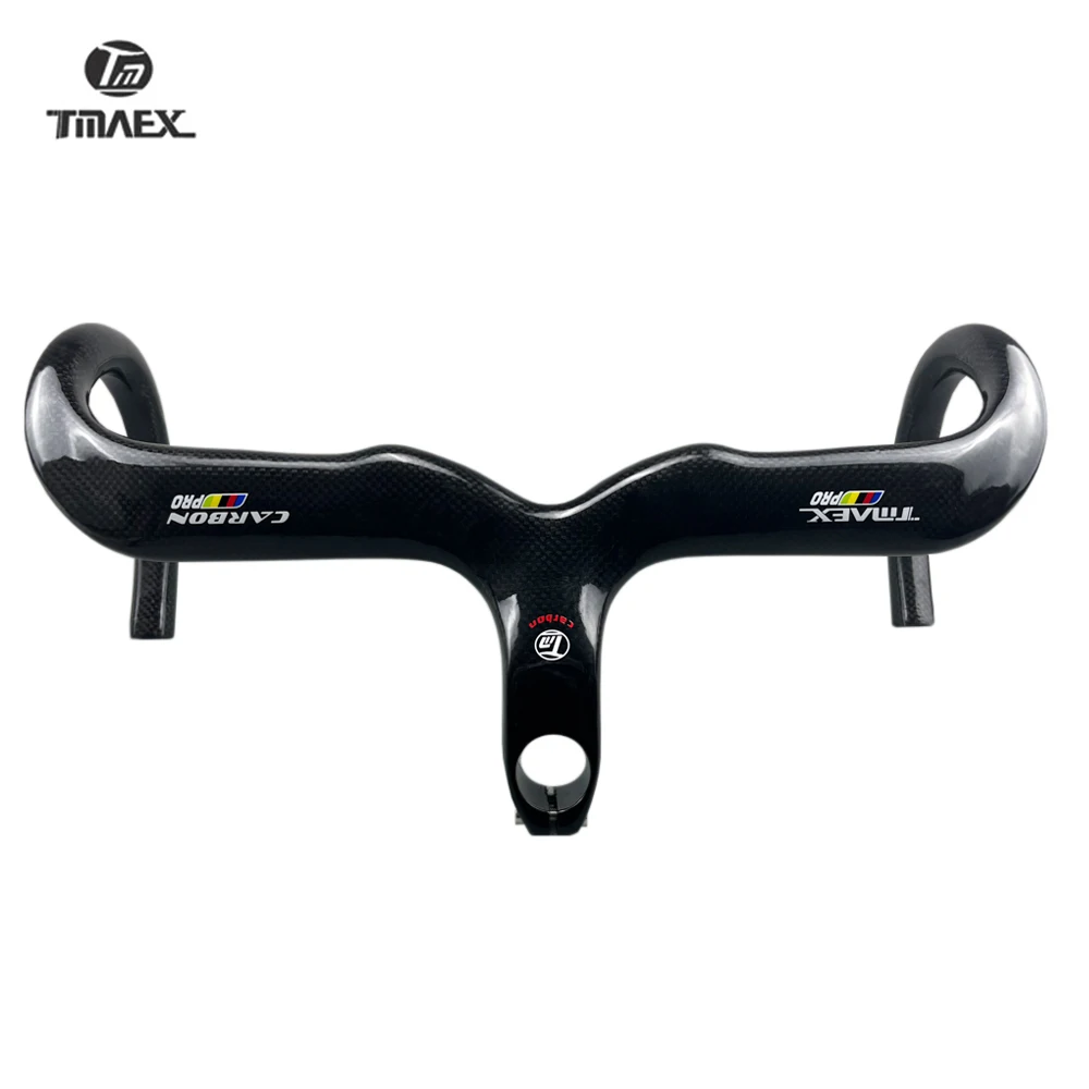 TMAEX-Ultralight Carbon Handlebar, Integrated Handlebar and Stem, Road Bicycle Parts, 3K Glossy