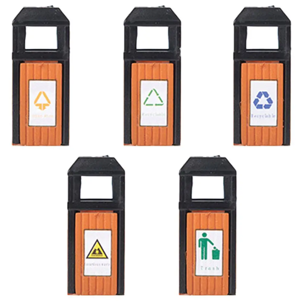 5pcs Mini Trash Can Set – Decorative Desktop & Sand Table Waste Bins for DIY Scene Decoration