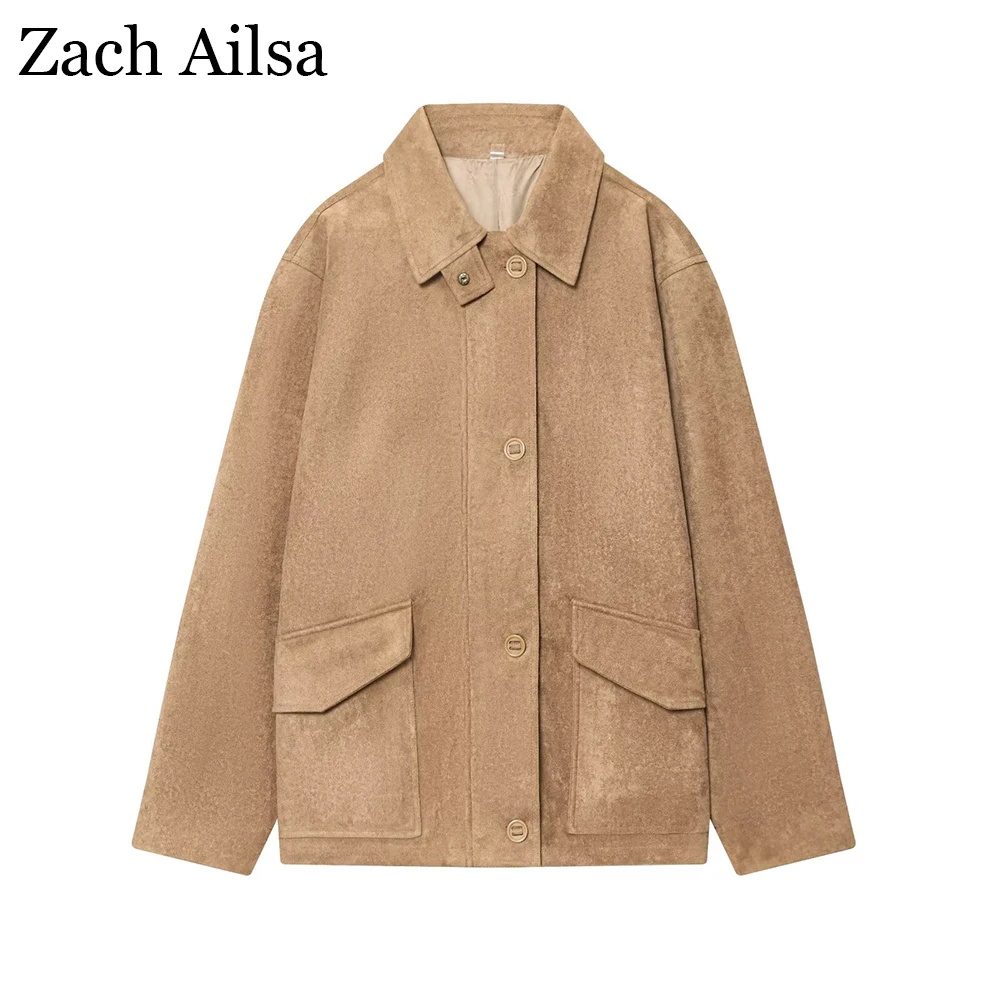 

European and American autumn new women's clothing loose casual temperament simple suede texture leather jacket