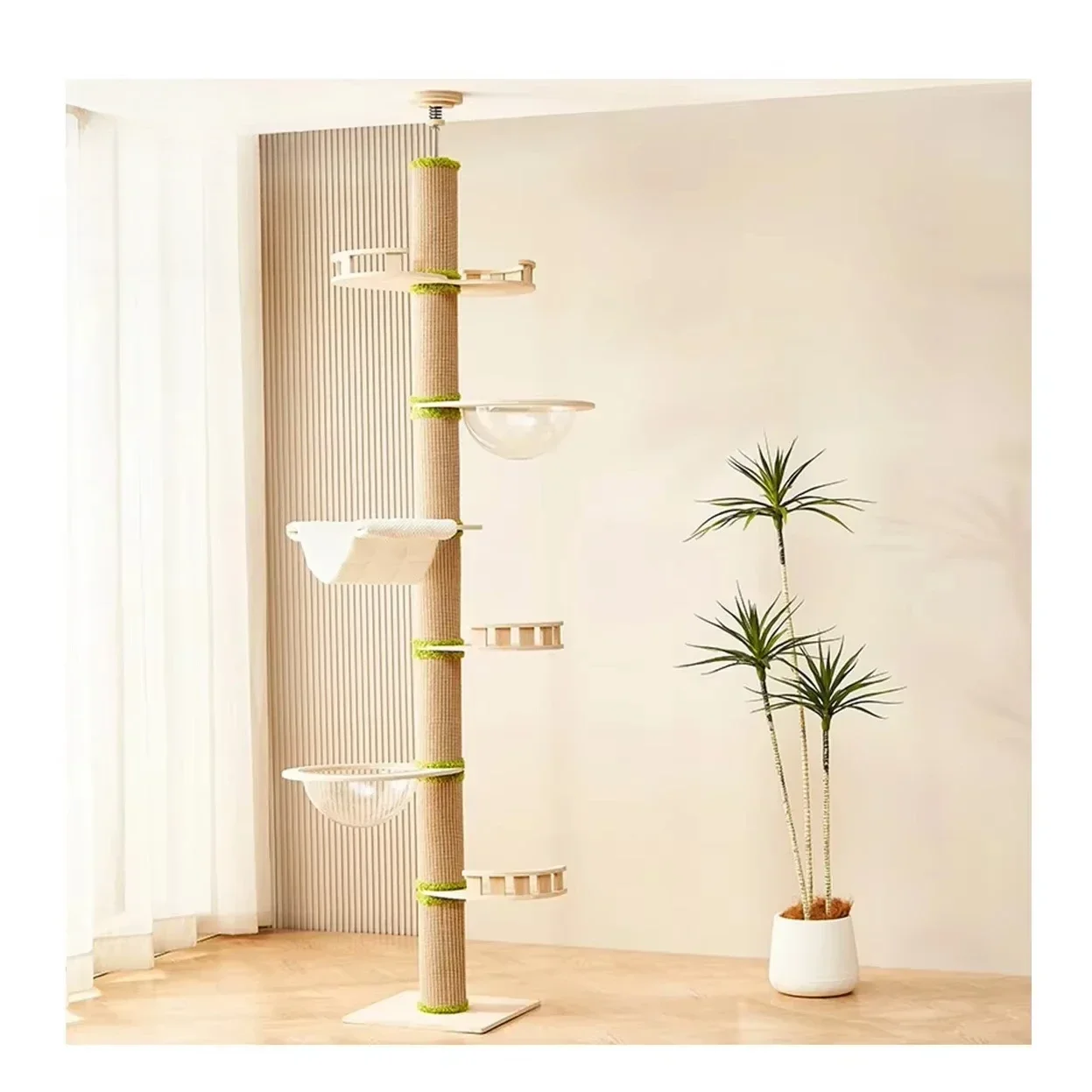 Pet Supplies Floor To Ceiling Cat Tree Modular Design Adjustable Height Cat Climbing Frame