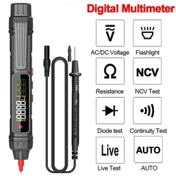 Multimetro digitale intelligente 4000 conteggi Penna rilevatore di tensione senza contatto Gamma automatica Capacità Ohm NCV Voltmetro per test linea live