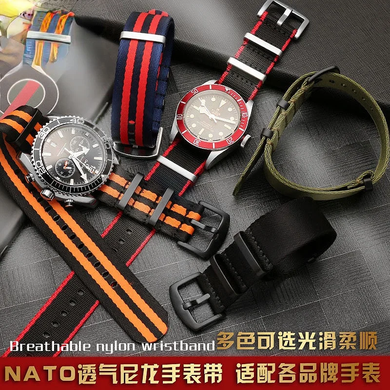 For Omega Haima 300 Ghost Party Nylon Watchband 007 Concas 20 22mm Male