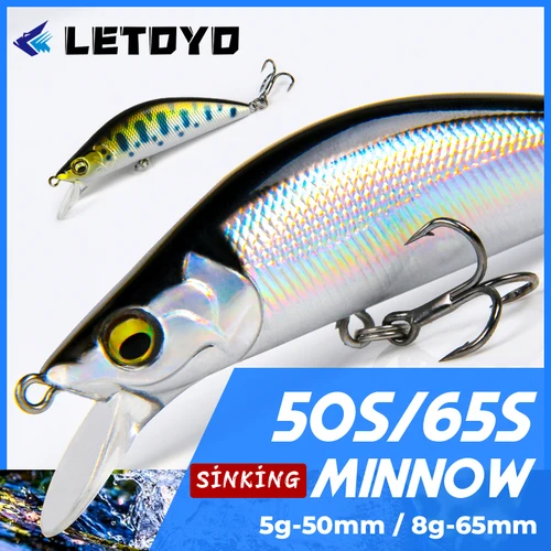 Imagen 1 del producto LETOYO 5g 50mm 8g 60mm 1,5-2,5 m de profundidad hundimiento Minnow señuelo de pesca artificiales cebos duros Crankbait Wobblers trucha señuelo para lubina