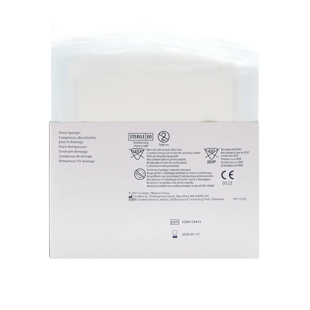 10Packs Sterile Drain Sponges 8-Ply Gauze Pre-Cut T-Slit Absorbent Latex Free IV Tracheostomy Wound Care Medical