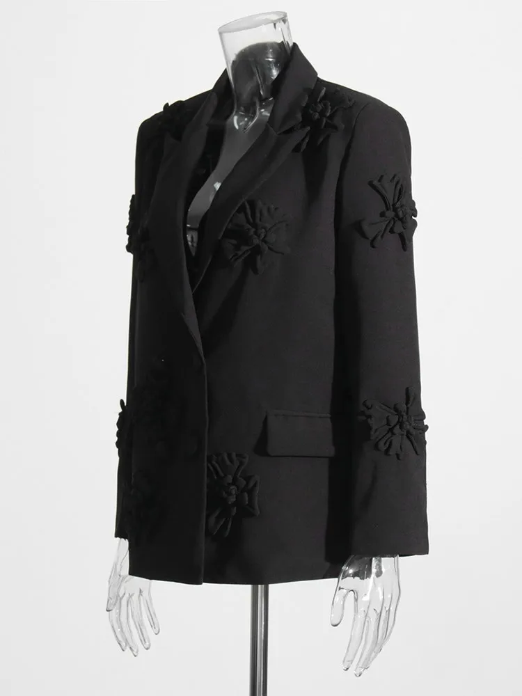GALCAUR Minimalist Slimming Blazers For Women Lapel Long Sleeve Fashion Designer Spliced Appliques Female Clothing New Style