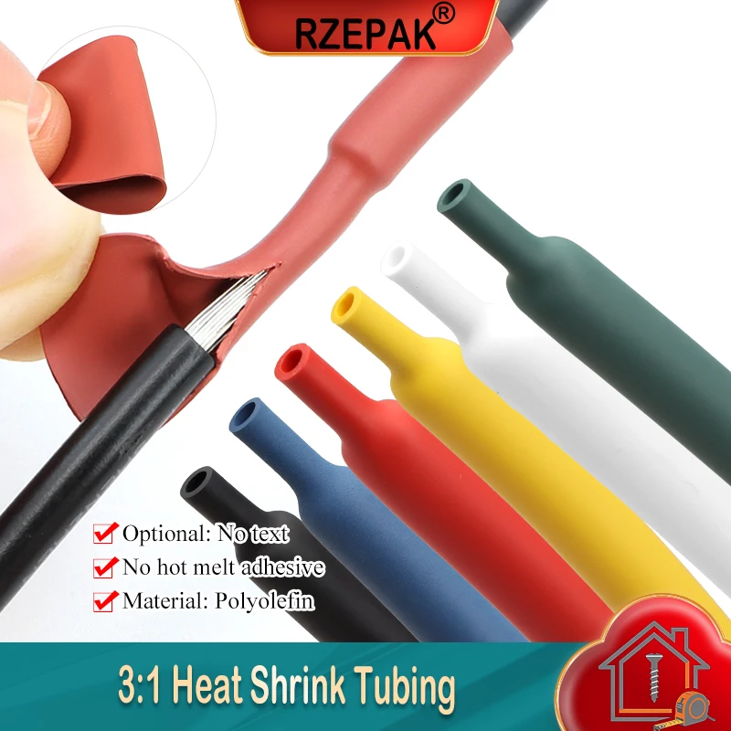 1~10m  3:1 Heat Shrink Tubing No Glue Diameter 1.5mm ~ 39mm Wire Cable Protect Tube Waterproof Polyolefin Insulated Sleeve