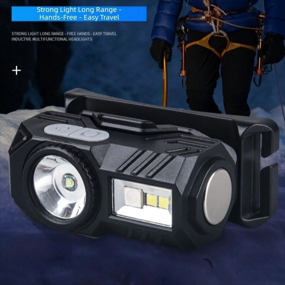 USB Rechargeable Super Bright LED Headlamp Multifunctional Safety Mini Sensor Headlamp Windproof Multiple Lighting Modes