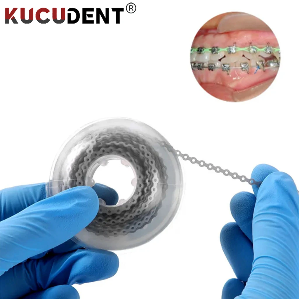 15Feet/Roll Dental Orthodontics Elastic Power Chain for Braces Rubber Band Leagues Ultra Powerchains Continuous Long Short Types