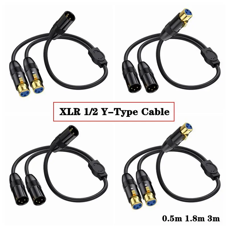

1/2 г., Y-образная металлическая оболочка из чистой меди с золотым покрытием, XLR, Мужской и Женский усилитель микрофона, аудиокабель XLR, Φ/3M/3F