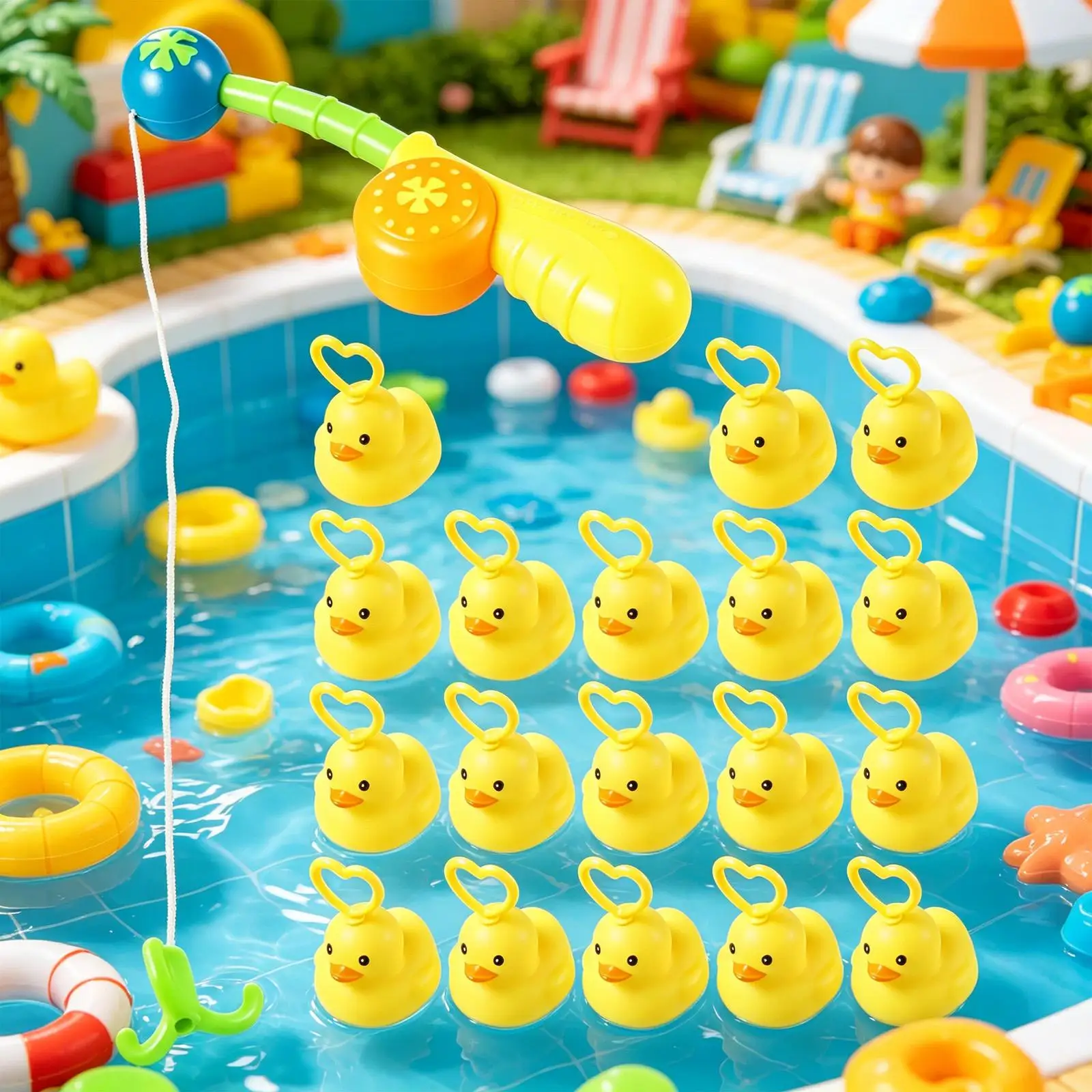 Kids Fishing Toy Catch Duck Water Play Activities Educational Toy with Pole Rod for Kids Boys Girls Kindergarten Daycare view 3